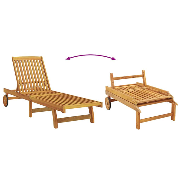 vidaXL Sun Lounger with Cushion Beige Solid Acacia Wood