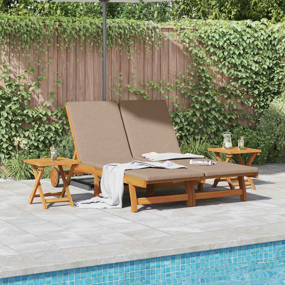 vidaXL Sun Lounger with Cushion Taupe Solid Acacia Wood