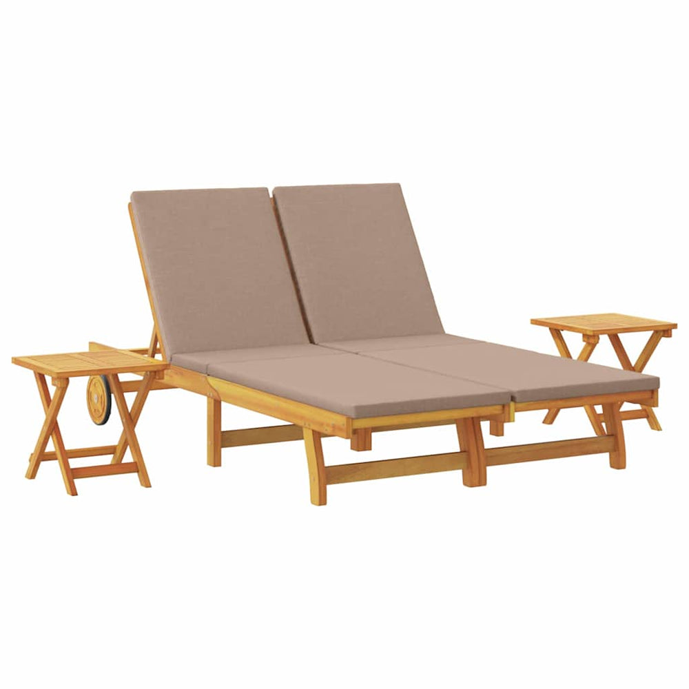 vidaXL Sun Lounger with Cushion Taupe Solid Acacia Wood
