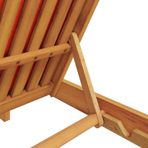 vidaXL Sun Lounger with Cushion Red Solid Acacia Wood