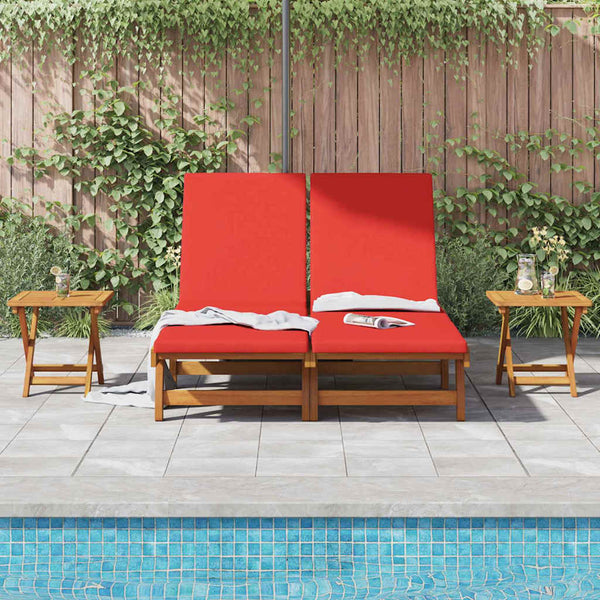 vidaXL Sun Lounger with Cushion Red Solid Acacia Wood