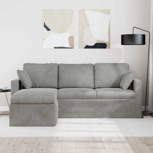 Hellgraues Samt Sofa 198 cm