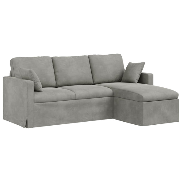 Hellgraues Samt Sofa 198 cm