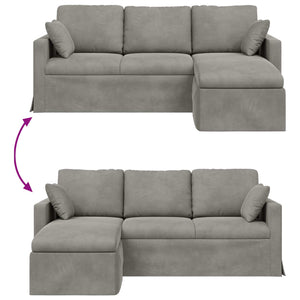 Hellgraues Samt Sofa 198 cm