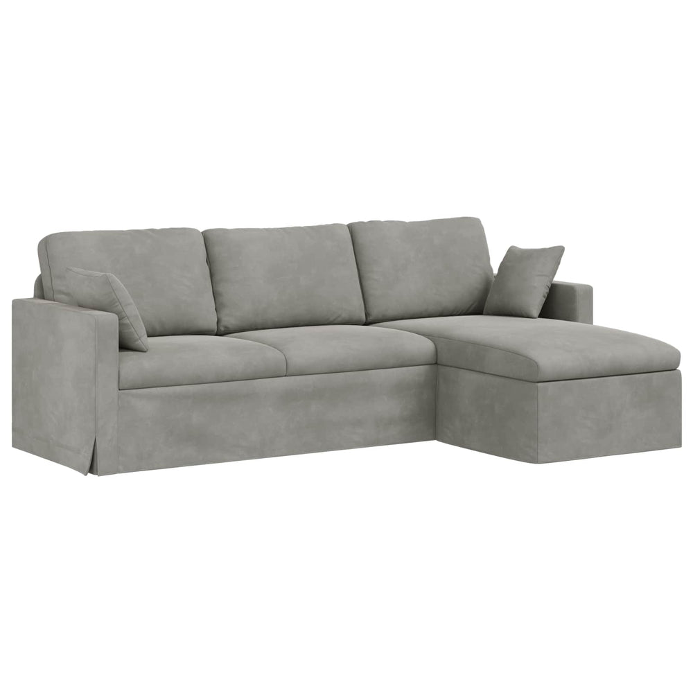 Hellgraues Samt Sofa 228 cm