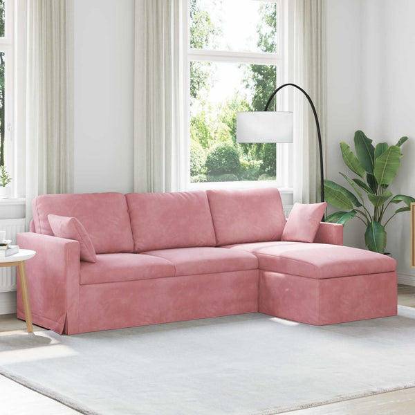 Rosa Samt Sofa 228 cm