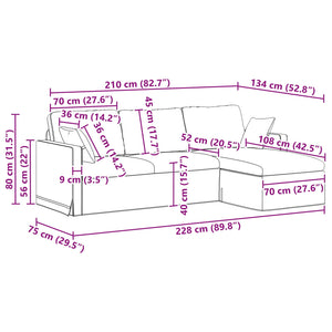 Rosa Samt Sofa 228 cm