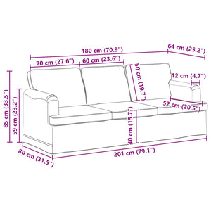 vidaXL Sofa Black 201 x 80 x 85 cm Fabric