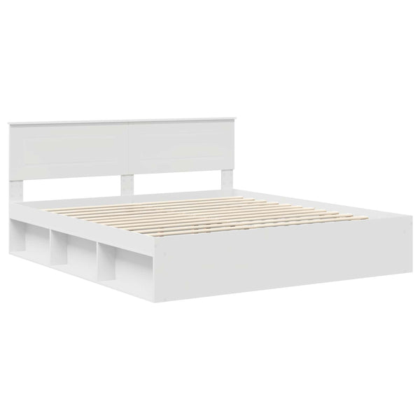 vidaXL Bed Frame with Headboard White 200 x 200 cm Engineered Wood
