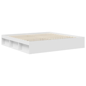 vidaXL Bed Frame with Headboard White 200 x 200 cm Engineered Wood