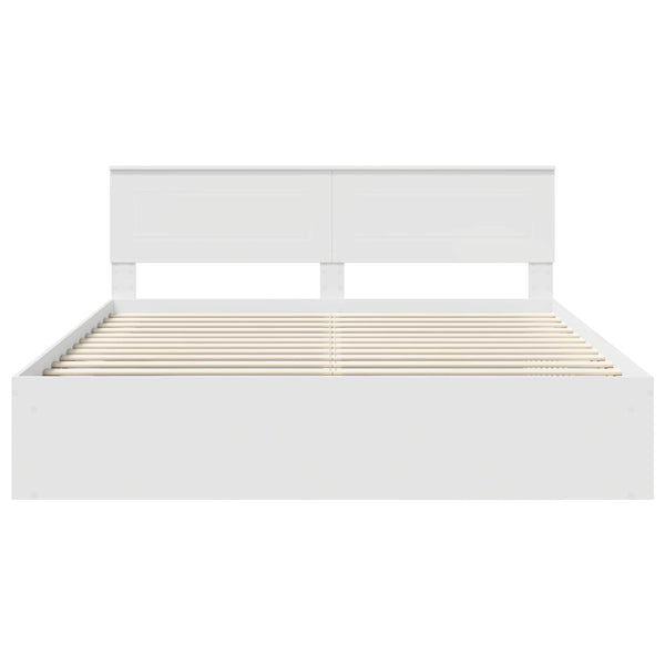 vidaXL Bed Frame with Headboard White 200 x 200 cm Engineered Wood
