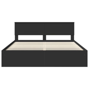 vidaXL Bed Frame with Headboard Black 200 x 200 cm Engineered Wood