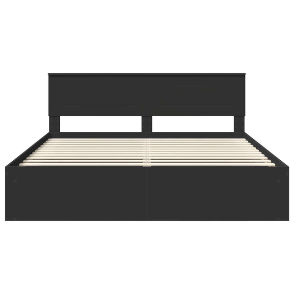 vidaXL Bed Frame with Headboard Black 200 x 200 cm Engineered Wood