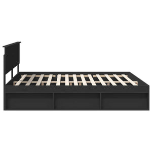vidaXL Bed Frame with Headboard Black 200 x 200 cm Engineered Wood