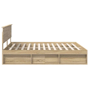 vidaXL Bed Frame with Headboard Sonoma 200 x 200 cm Engineered Wood