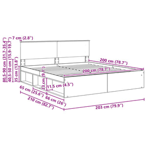 vidaXL Bed Frame with Headboard Sonoma 200 x 200 cm Engineered Wood