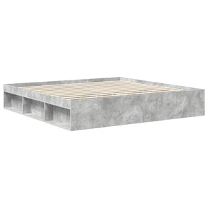 vidaXL Bed Frame with Headboard Concrete 200 x 200 cm Engineered Wood