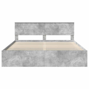 vidaXL Bed Frame with Headboard Concrete 200 x 200 cm Engineered Wood