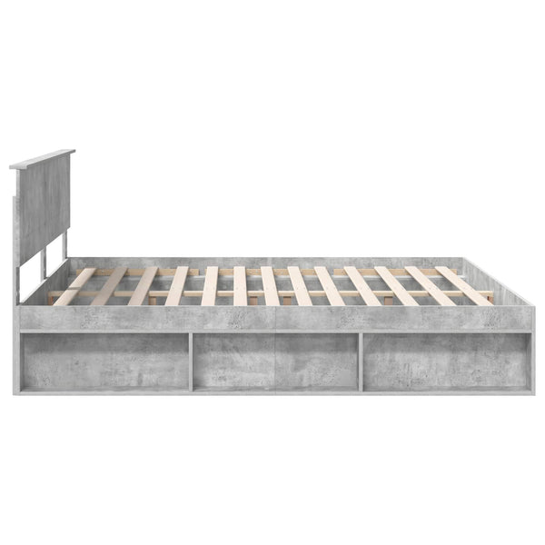 vidaXL Bed Frame with Headboard Concrete 200 x 200 cm Engineered Wood