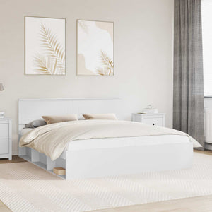 vidaXL Bed Frame with Headboard White 180 x 200 cm Engineered Wood