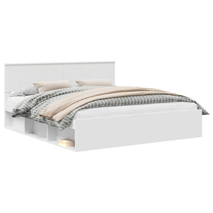 vidaXL Bed Frame with Headboard White 180 x 200 cm Engineered Wood