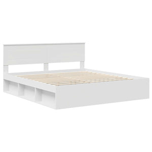 vidaXL Bed Frame with Headboard White 180 x 200 cm Engineered Wood