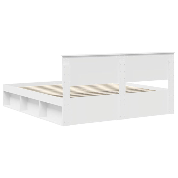 vidaXL Bed Frame with Headboard White 180 x 200 cm Engineered Wood