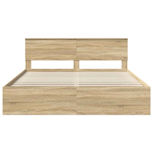 vidaXL Bed Frame with Headboard Sonoma 180 x 200 cm Engineered Wood