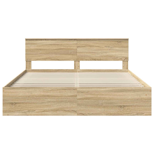 vidaXL Bed Frame with Headboard Sonoma 180 x 200 cm Engineered Wood