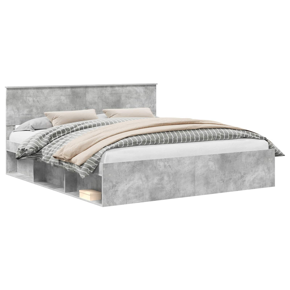 vidaXL Bed Frame with Headboard Concrete 180 x 200 cm Engineered Wood
