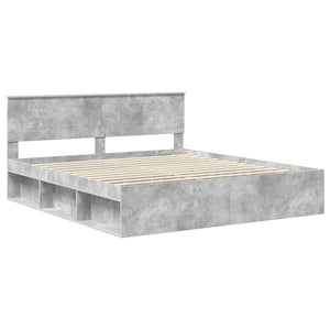 vidaXL Bed Frame with Headboard Concrete 180 x 200 cm Engineered Wood