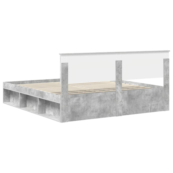 vidaXL Bed Frame with Headboard Concrete 180 x 200 cm Engineered Wood
