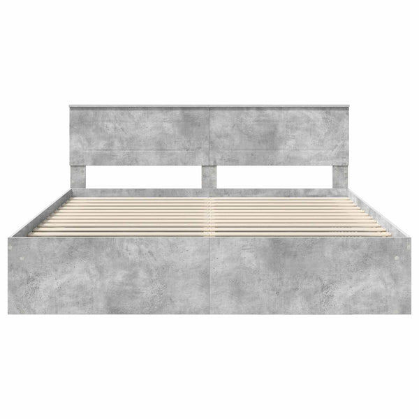 vidaXL Bed Frame with Headboard Concrete 180 x 200 cm Engineered Wood