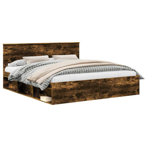 vidaXL Bed Frame Smoked Oak 180 x 200 cm Engineered Wood
