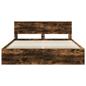 vidaXL Bed Frame Smoked Oak 180 x 200 cm Engineered Wood