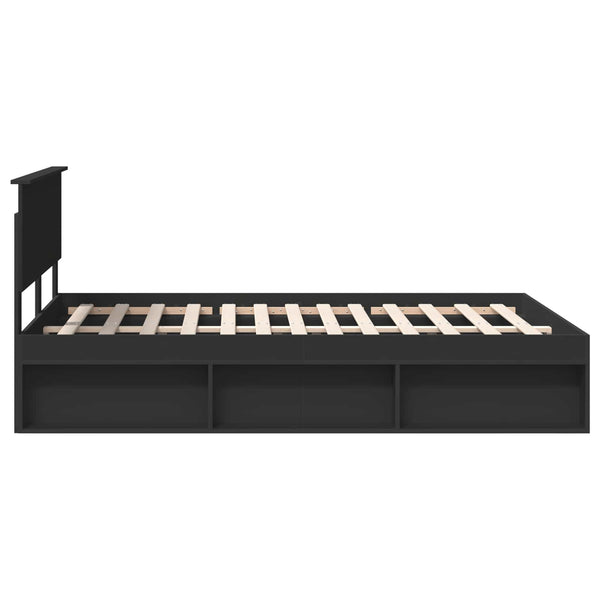 vidaXL Bed Frame with Headboard Black 160 x 200 cm Engineered Wood