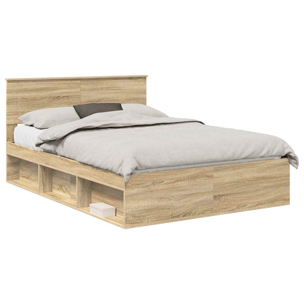 vidaXL Bed Frame with Headboard Sonoma 160 x 200 cm Engineered Wood