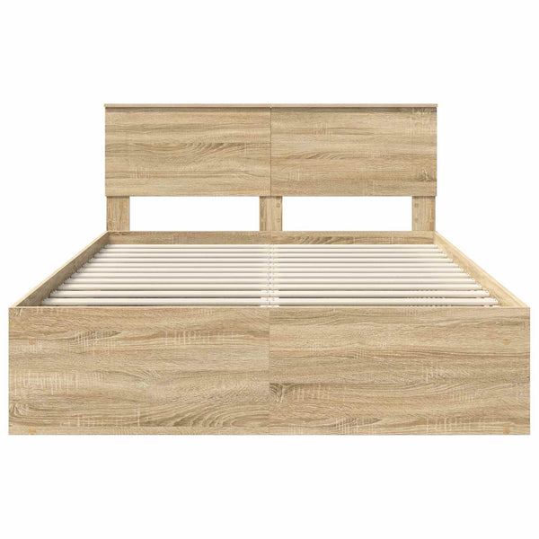 vidaXL Bed Frame with Headboard Sonoma 160 x 200 cm Engineered Wood