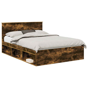 vidaXL Bed Frame Smoked Oak 160 x 200 cm Engineered Wood