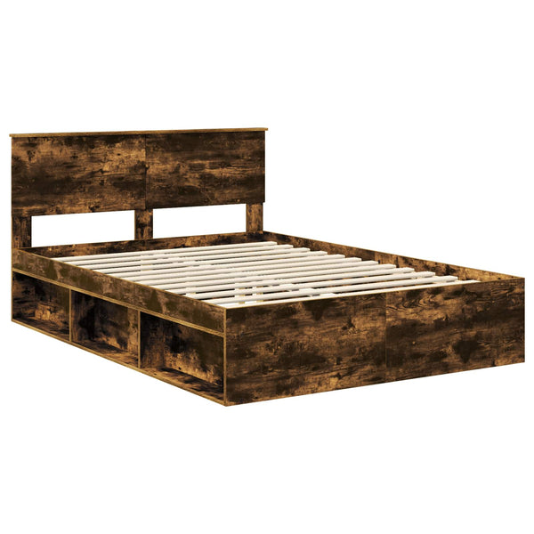 vidaXL Bed Frame Smoked Oak 160 x 200 cm Engineered Wood