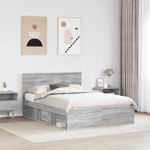vidaXL Bed Frame Sonoma Grey 160 x 200 cm Engineered Wood