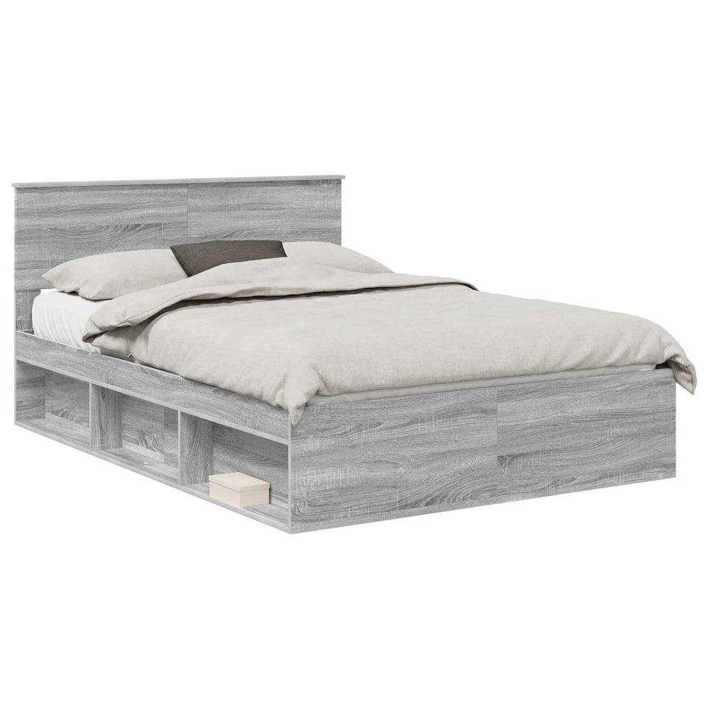 vidaXL Bed Frame Sonoma Grey 160 x 200 cm Engineered Wood