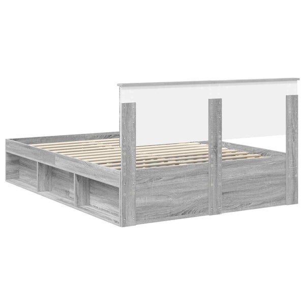vidaXL Bed Frame Sonoma Grey 160 x 200 cm Engineered Wood