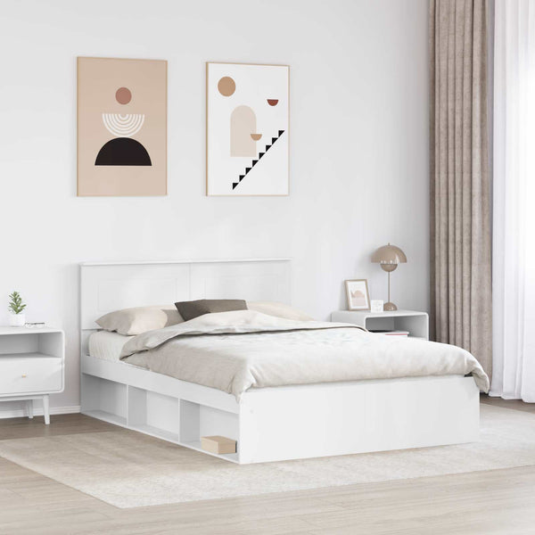 vidaXL Bed Frame with Headboard White 150 x 200 cm Engineered Wood