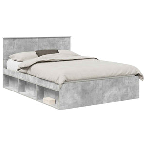 vidaXL Bed Frame with Headboard Concrete Grey 150 x 200 cm Engineered Wood