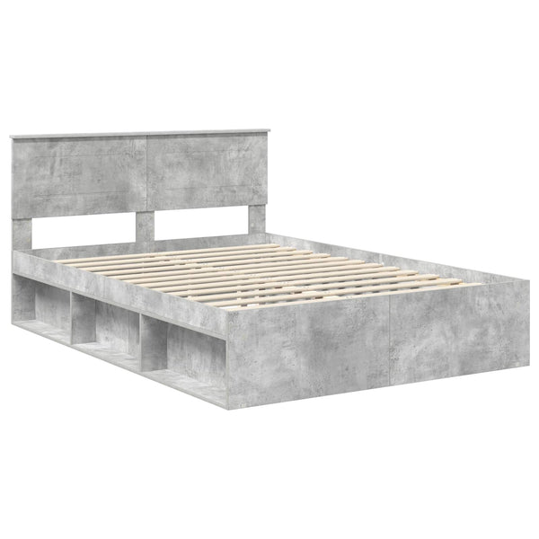 vidaXL Bed Frame with Headboard Concrete Grey 150 x 200 cm Engineered Wood