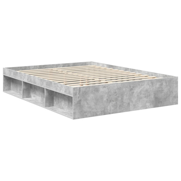 vidaXL Bed Frame with Headboard Concrete Grey 150 x 200 cm Engineered Wood