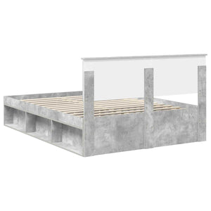 vidaXL Bed Frame with Headboard Concrete Grey 150 x 200 cm Engineered Wood