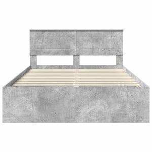 vidaXL Bed Frame with Headboard Concrete Grey 150 x 200 cm Engineered Wood