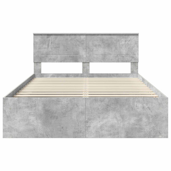 vidaXL Bed Frame with Headboard Concrete Grey 150 x 200 cm Engineered Wood